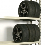 TYRE RACK with wheels 2100x1950x500, 2 levels for tyres + 1 level with chipboard