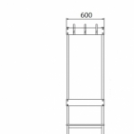 Double bench 1700x600x770 6 hook rail