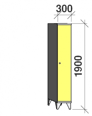 Pukukaappi 1:lla ovella 1900x300x545 pitkäovinen