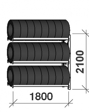 Rengashylly jatko-osa 2100x1800x500, 3 tasoa, 480kg/taso MAXI käytetty