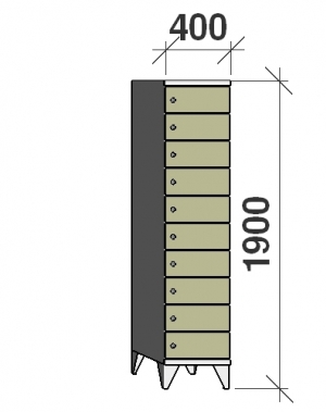 Lokerokaappi 10:lla ovella 1900x400x545