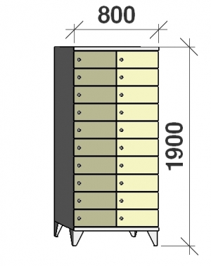 Lokerokaappi 20:lla ovella 1900x800x545