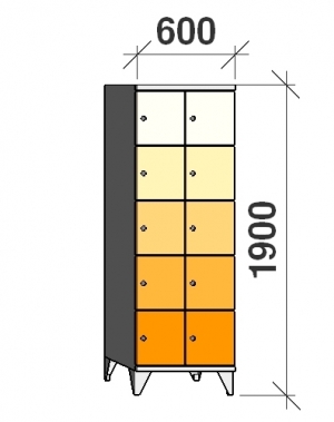 5-tier locker, 10 doors, 1900x600x545 mm