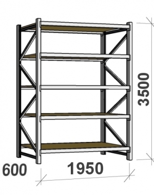 Starter bay 3500x1950x600 440kg/level,5 levels with chipboard MAXI