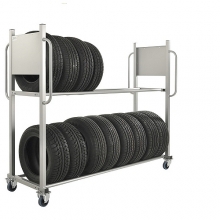 Rengasteline pyörillä 2030x720x1620 mm, 16 renkaalle, jarrupyörät