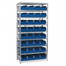 Small parts shelving 2100x1000x500, 32 bins 500x230x150 PPS used