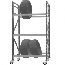 TYRE RACK with wheels 2100x1200x500, 2 levels for tyres + 1 level with chipboard