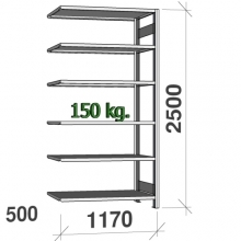 Varastohylly jatko-osa 2500x1170x500 150kg/hyllytaso,6 tasoa käytetty