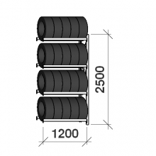 Rengashylly jatko-osa 2500x1200x500, 4 tasoa, 600kg/taso