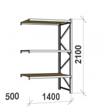 Metallihylly jatko-osa 2100x1400x500, 600kg/taso, 3 tasoa lastulevyllä käytetty