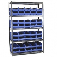 Boltless Shelving 1982x1200x400 with 40 Bins 350x206x150 PPS