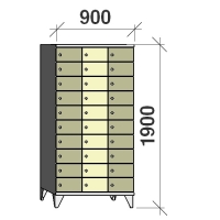 10-tier locker, 30 doors, 1900x900x545 mm