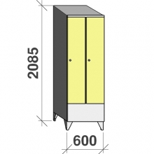 Locker 2x300, 2085x600x545 short door, sloping top
