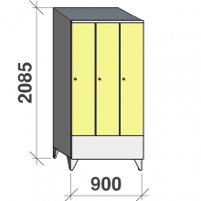 Locker 3x300, 2085x900x545 short door, sloping top