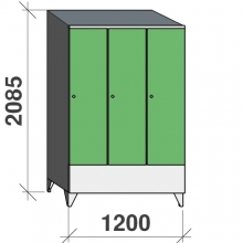 Locker 3x400, 2085x1200x545 short door, sep. wall, sloping top