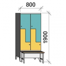 Z-locker 1900x800x845, 4 doors, with bench