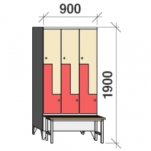 Z-locker 1900x900x845, 6 doors, with bench