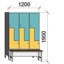 Z-locker 1900x1200x845, 6 doors, with bench
